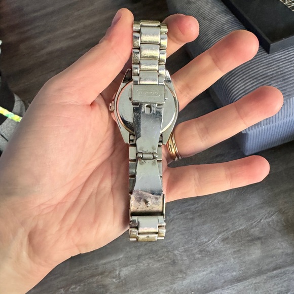 Coach watch, silver, small diamonds around. Beautiful! Needs new battery. - Picture 6 of 6